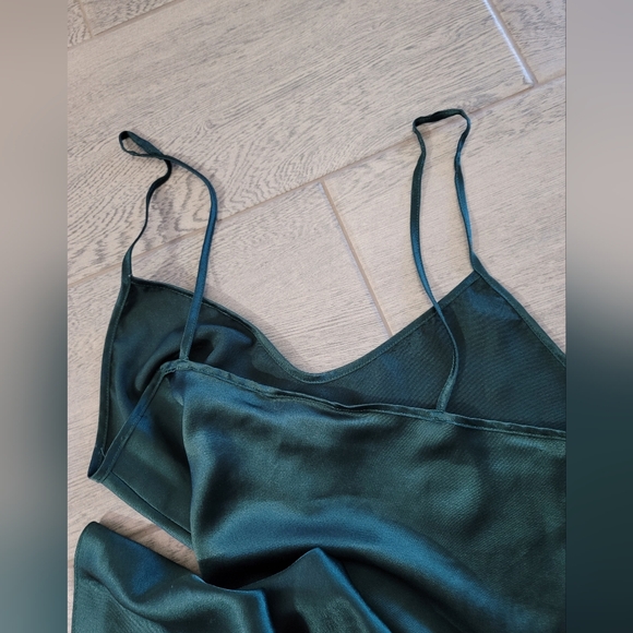 Vintage Secret Treasures Slip Dress Silky Cami Lingerie Sexy Dark Green Small - Picture 7 of 9
